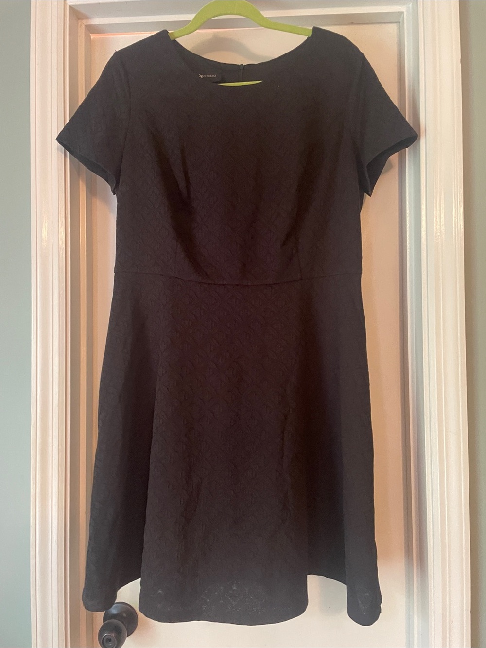 AB Studio Black Short-Sleeve Mini A-Line Dress